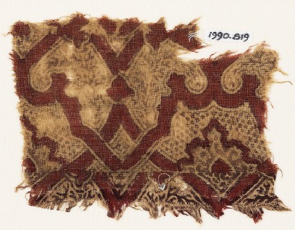 Textile fragment with interlacing tendrilsfront