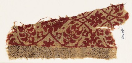 Textile fragment with tendrils, leaves, and flowersfront