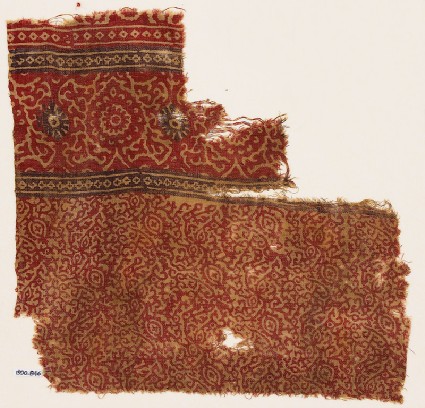 Textile fragment with tendrils, flowers or fruit, and rosettesfront