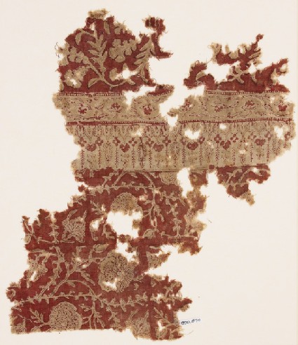 Textile fragment with flowers and plantsfront