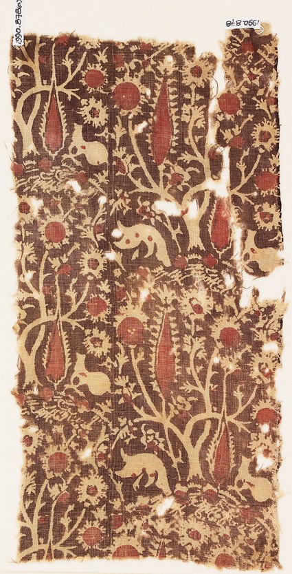 Textile fragment with elaborate treesfront
