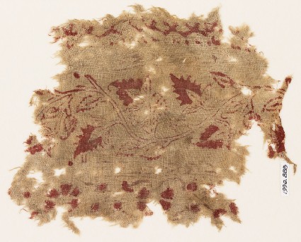 Textile fragment with vine and flowersfront