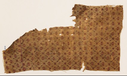 Textile fragment with grid of flowersfront