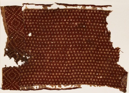 Textile fragment with dots and bandhani, or tie-dye, imitationfront