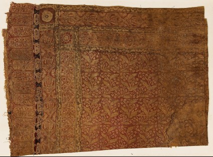 Cloth with flower sprigs and probably Arabic scriptfront