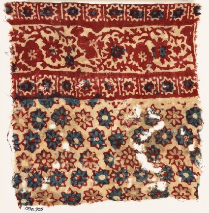 Textile fragment with rosettes and vinefront