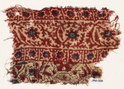 Textile fragment with vine and starsfront