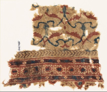 Textile fragment with interlacing tendrils and leavesfront