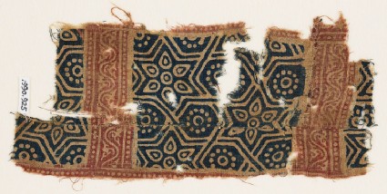 Textile fragment with stars and hexagonsfront