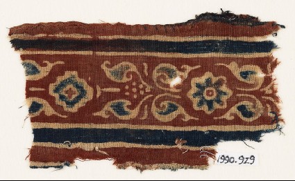 Textile fragment with leaves, rosette, and diamond-shapefront