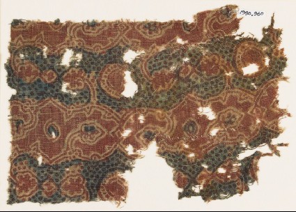 Textile fragment with tendrils and vine leavesfront
