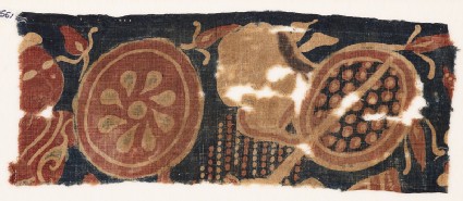 Textile fragment with two warriorsfront