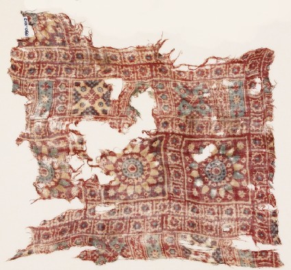 Textile fragment with rosettes, diamond-shapes, and starsfront