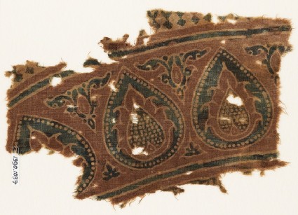 Textile fragment with tear-drops and leavesfront