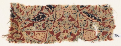 Textile fragment with squares, and possibly medallions and leavesfront