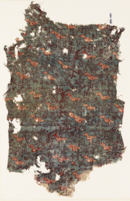 Textile fragment with birds and tendrilsfront
