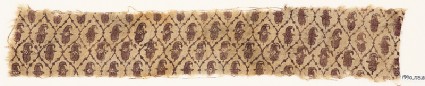 Textile fragment with grid of medallions and flower-headsfront