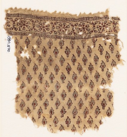 Textile fragment with leavesfront