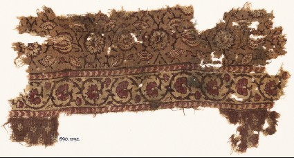 Textile fragment with flower-heads, tendrils, and vinefront