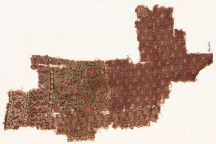 Textile fragment with flowers and tendrilsfront