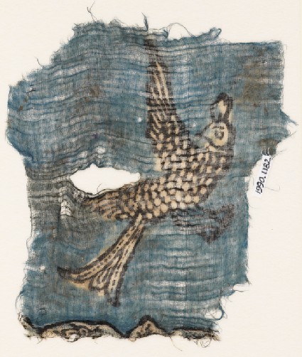 Textile fragment with flying birdfront