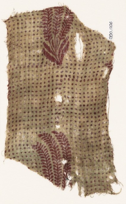 Textile fragment with plants and dotsfront