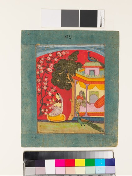 A lady picking blossoms, illustrating the musical mode Ramakali Raginifront