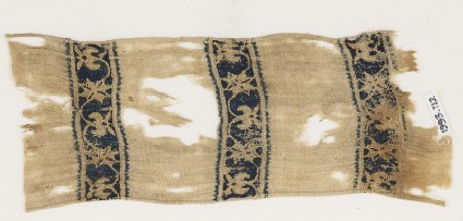Textile from a scarf or girdle with scrolling tendrils and flowersfront