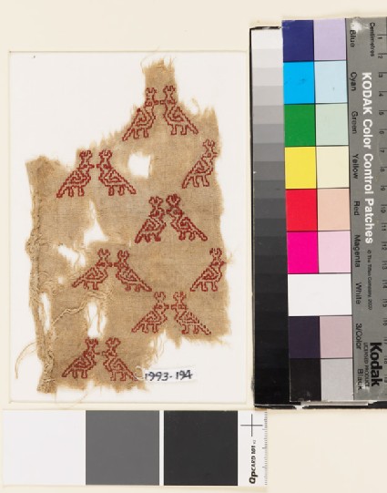 Textile fragment with stylized birdsfront