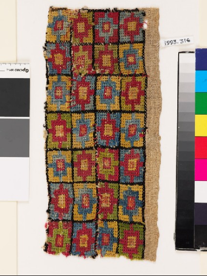 Textile fragment with chequerboard patternfront