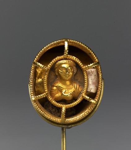 Ring with bust figure holding a wine cuptop