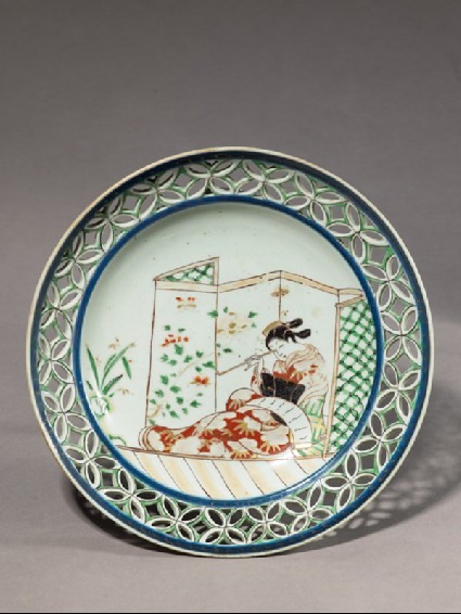 Bowl depicting a courtesan reading a lettertop
