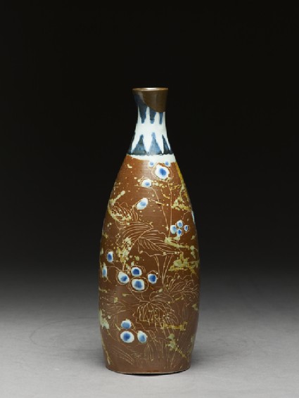 Bottle with butterflies and flowersside