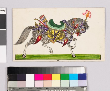 Card with a horse from Wayang theatrefront