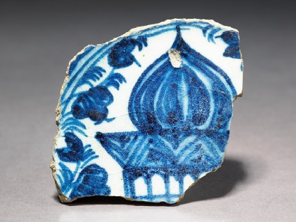 Base fragment of a bowl with part of a buildingtop