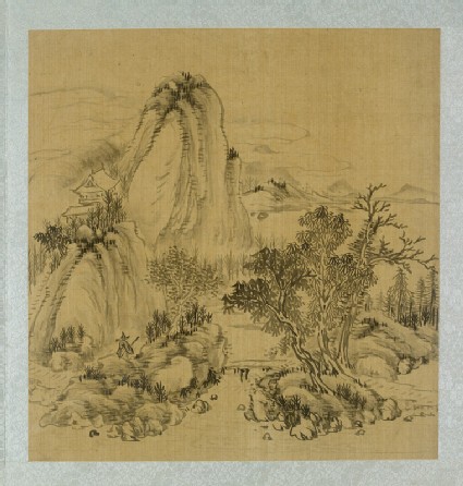 Landscape with a bridge and a figure holding a walking stickfront