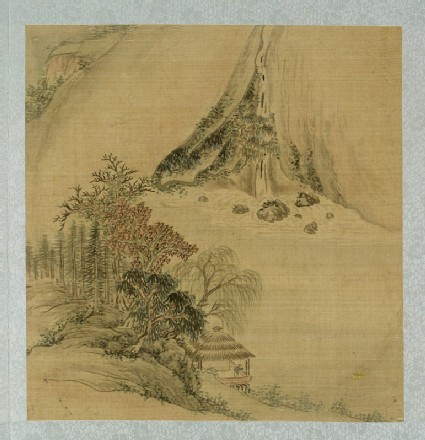 Landscape with a figure in a thatched pavilionfront