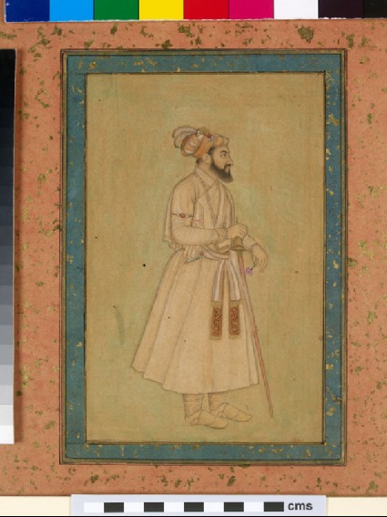 Shah Jahan holding a sword and rosefront