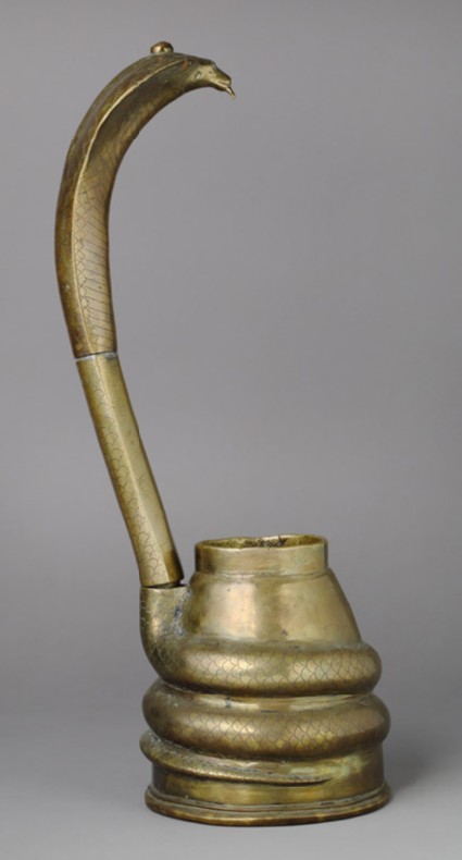 Linga stand in the form of a cobra with spread hood and protruding fangsfront
