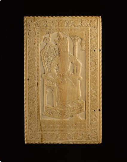 Mirror case depicting Fath ‘Ali Shah, with poem describing his radiancefront