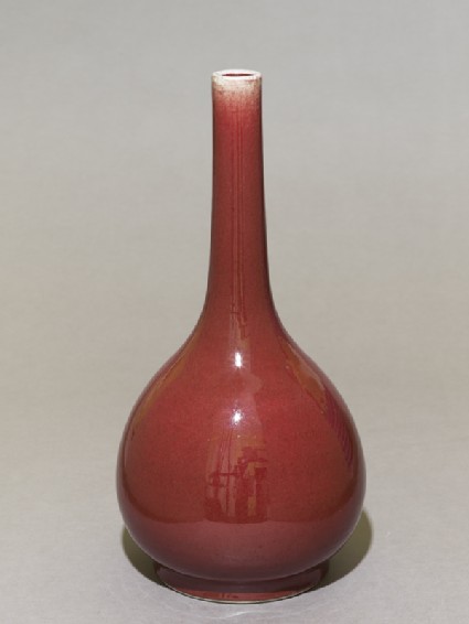 Tall vase with copper-red glazeoblique