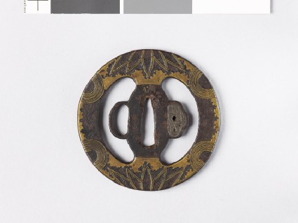 Tsuba with bamboo leaves and semicirclesfront
