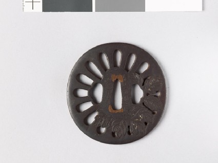 Tsuba with chrysanthemoid florets and dewdropsfront