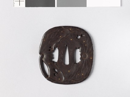 Tsuba with lotus leaves and dewdropsfront