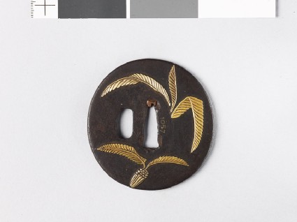 Tsuba with cycad leaves and a radishfront