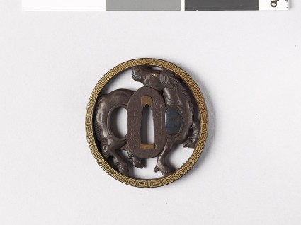 Tsuba with horse and key patternfront