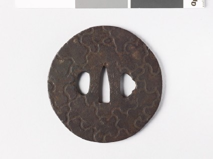 Tsuba with design of insect-eaten woodfront