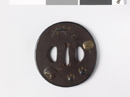 Tsuba with takaramono, or precious thingsfront