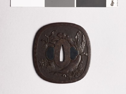 Tsuba with beetroot, turnip, and key patternfront
