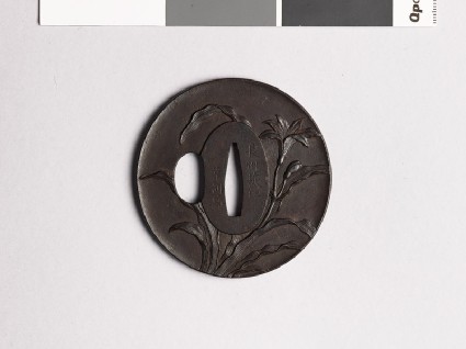 Tsuba with tiger lily plantfront